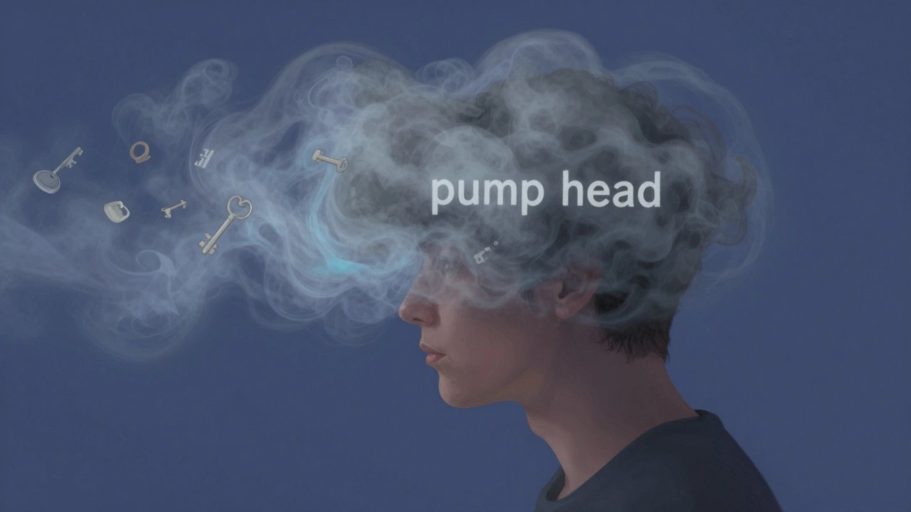 Surreal illustration of a person's head merging with a grey mist to represent brain fog