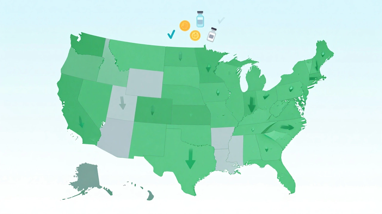 US map highlighting affordable IVF states