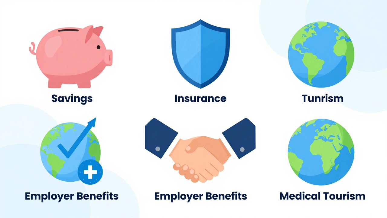 Visual metaphor of different IVF funding options like grants and loans
