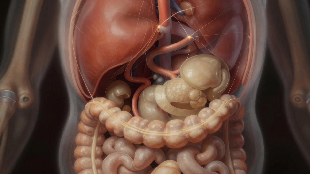 Abstract view of reconstructed abdominal organs