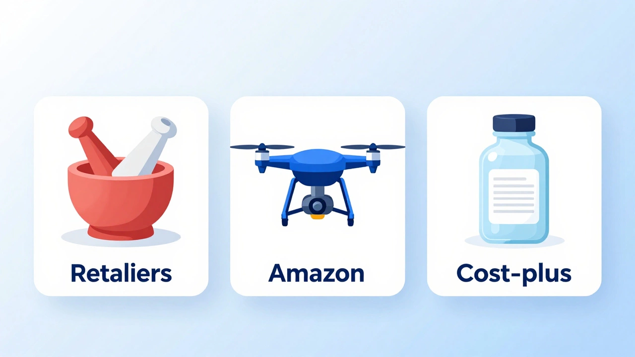 Icons representing different mail-order pharmacy service types