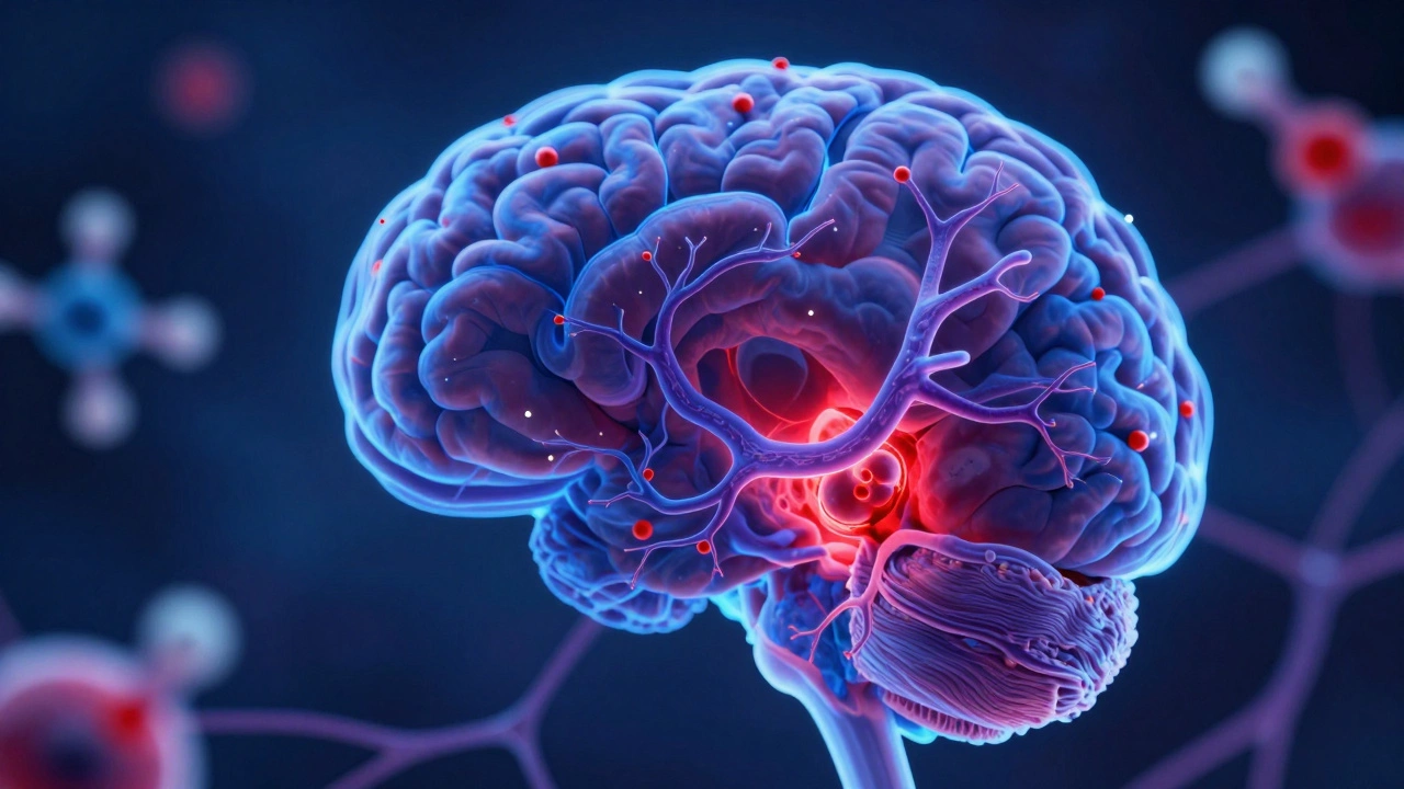 Brain scan showing glioblastoma tumor infiltration