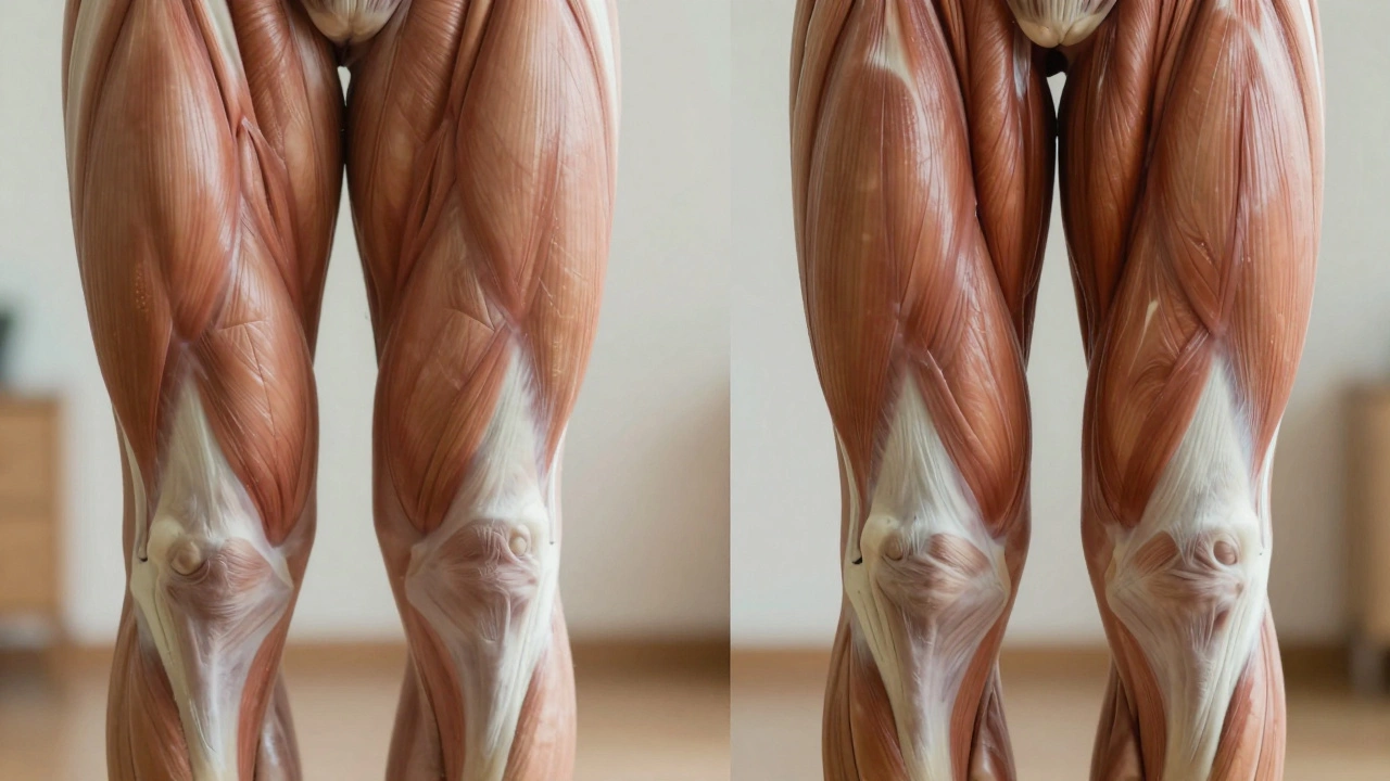 Comparison of strong vs atrophied thigh muscles