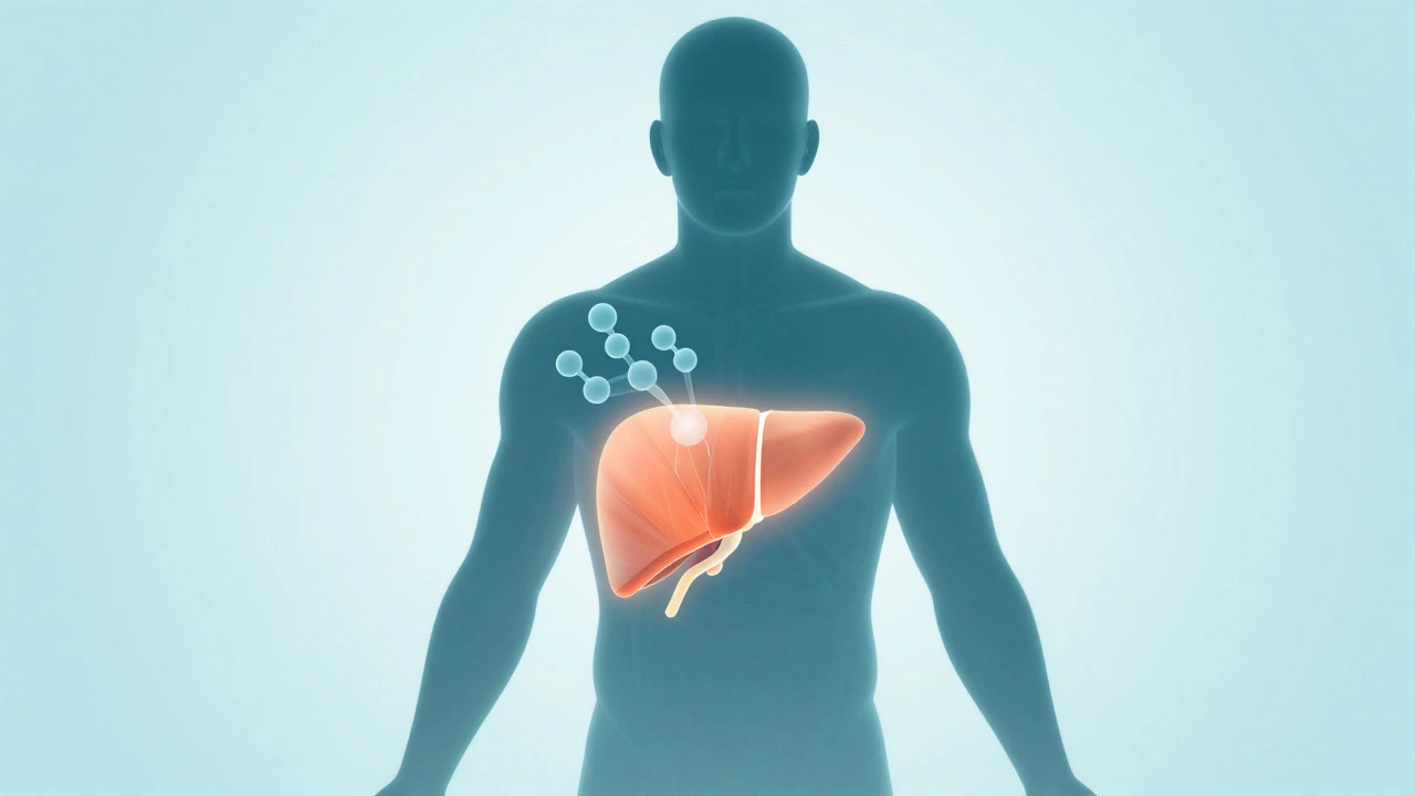 Abstract visualization of liver and muscles responding to diabetes medication