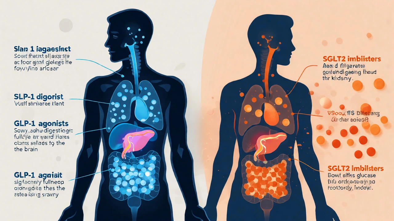 Illustration of diabetes drug mechanisms in the human body